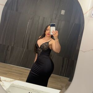 Elegant Black Lace-Trim Maxi Dress for Women